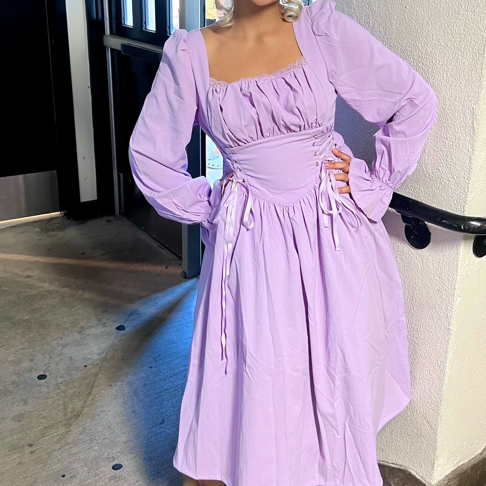 Purple Long Sleeve Dress